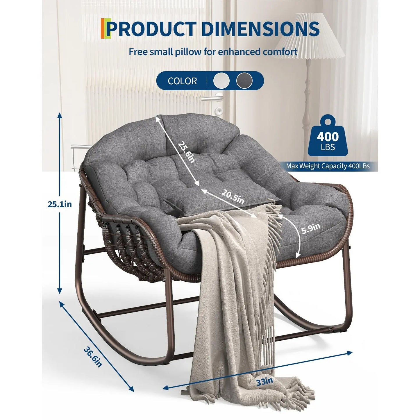Kirai Oversized Rocking Papasan Egg Chair